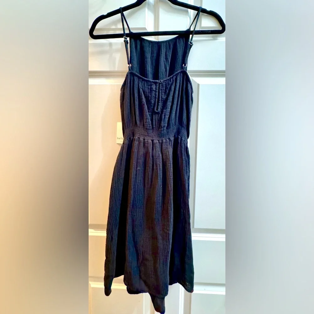 Bella Dahl NWT SZ S Smocked Waist Mini Dress in Black - Picture 3 of 4